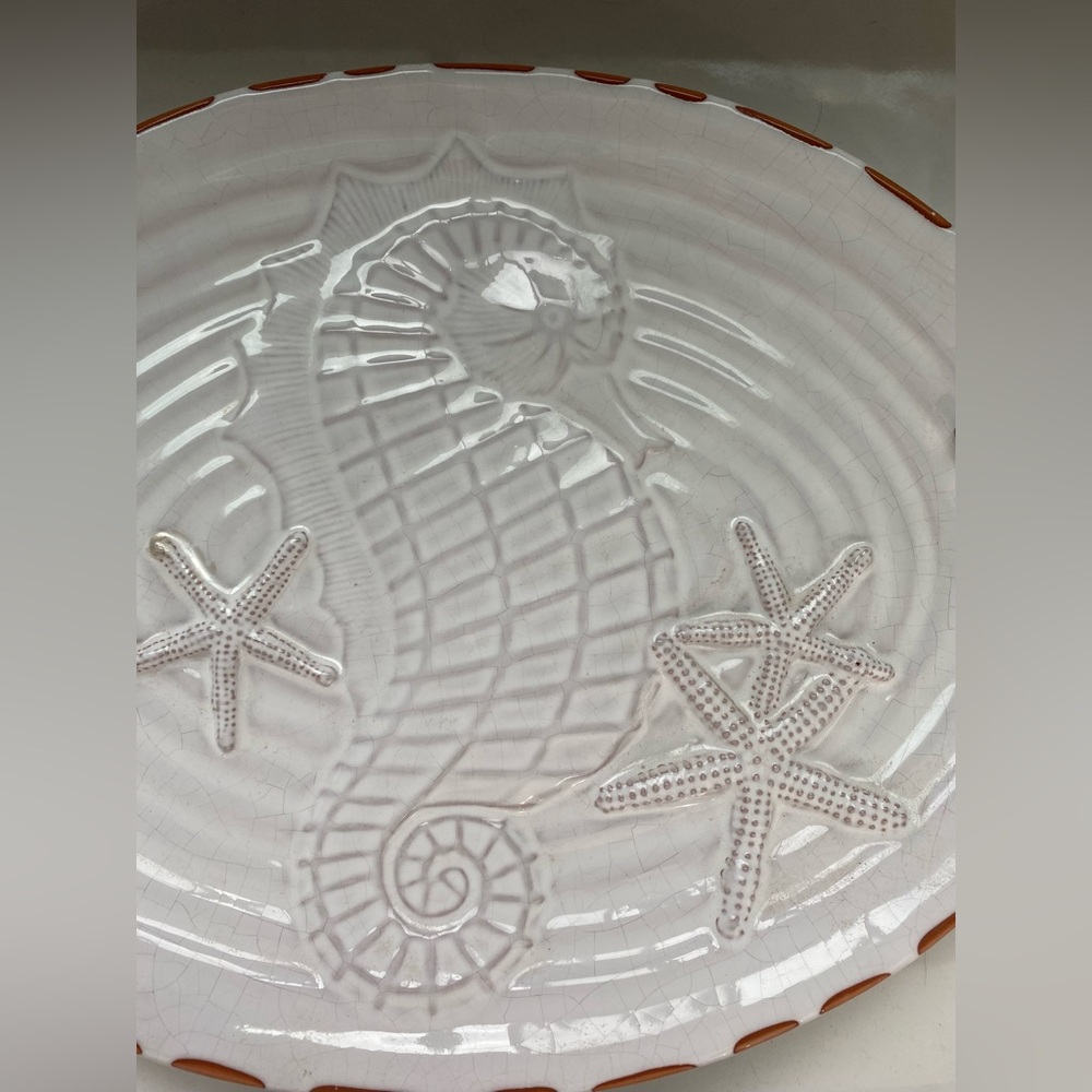 BNWT MUD PIE White Starfish Platter and Serve ware Set w/ Silver Olive Design - Picture 10 of 15